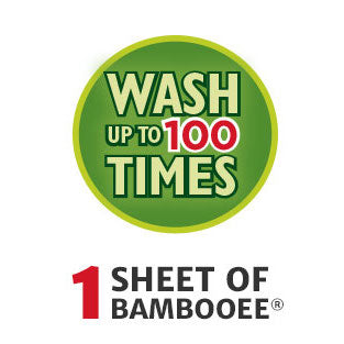 Each sheet of Bambooee washes up to 100 times