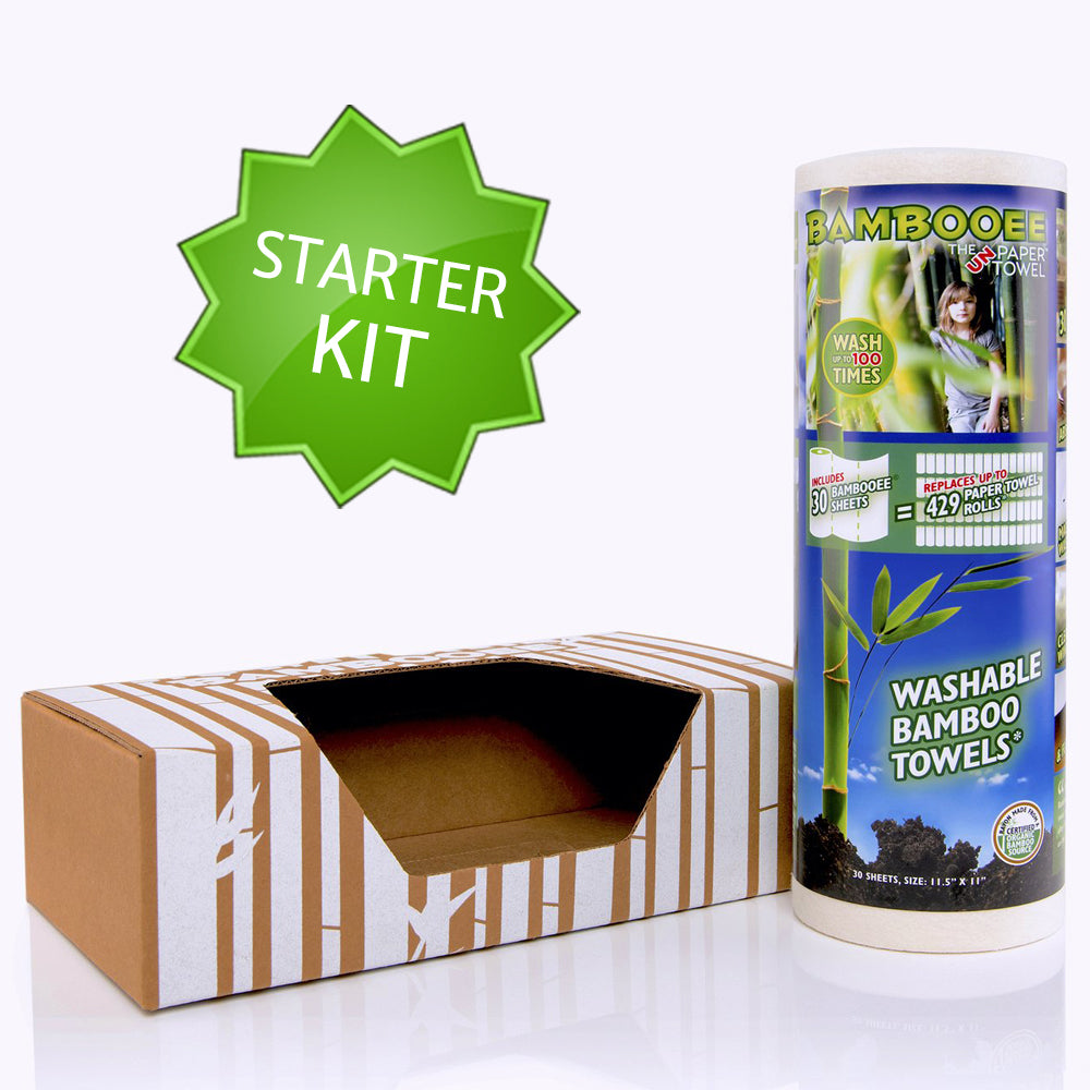 Bambooee starter kit, includes eco dispenser and 30 piece roll of Bambooee